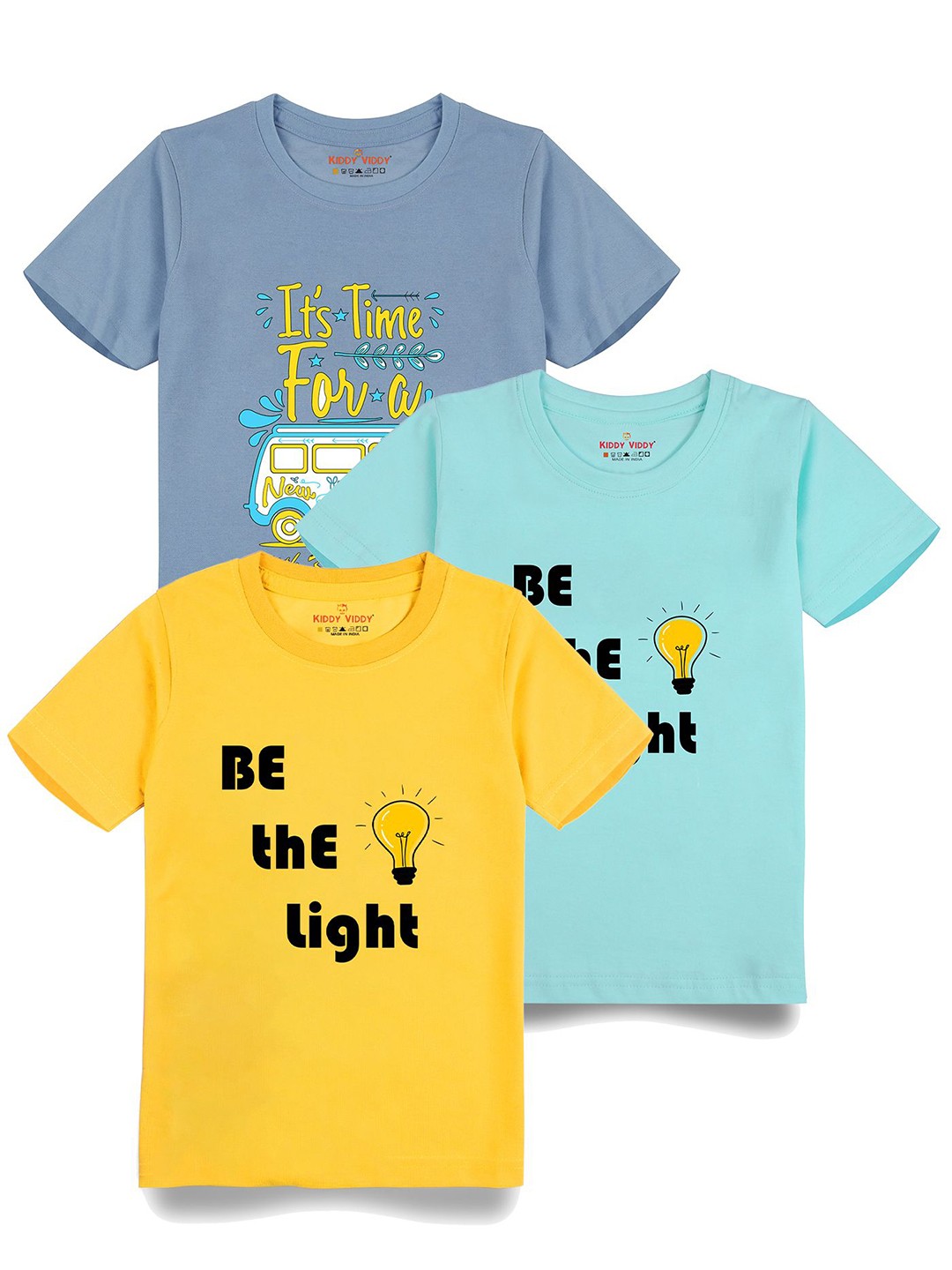 

AUSK Boys Pack Of 3 Graphic Printed Round Neck Cotton T-shirts, Sea green