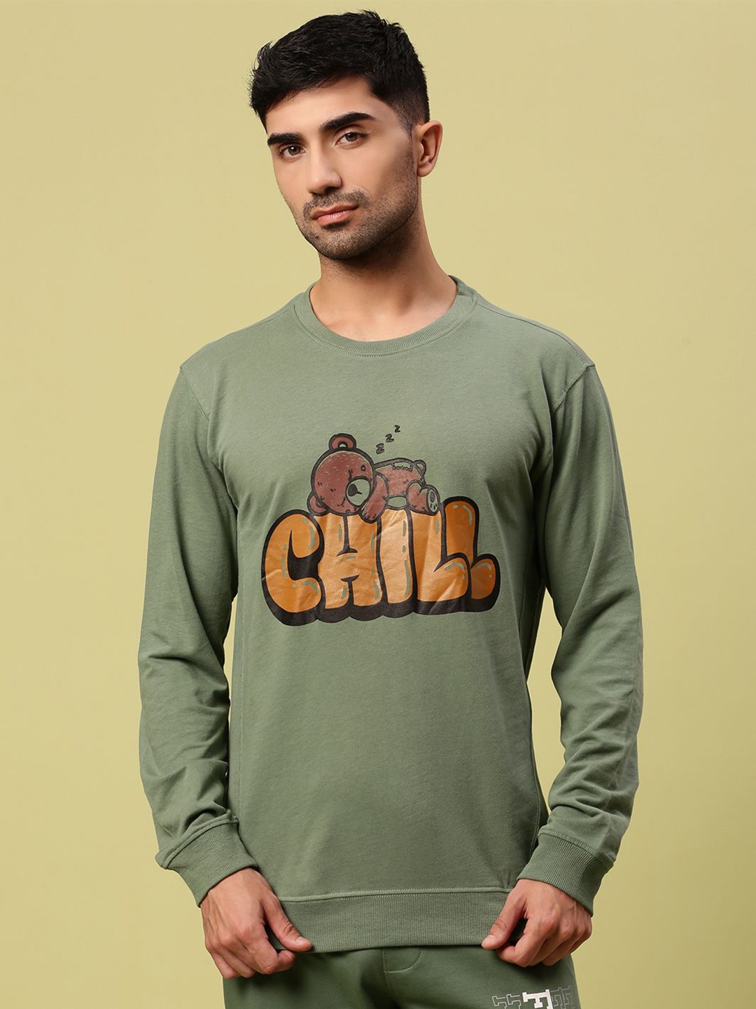 

Urban Dog Men Typography Printed Round Neck Cotton Pullover Sweatshirt, Green