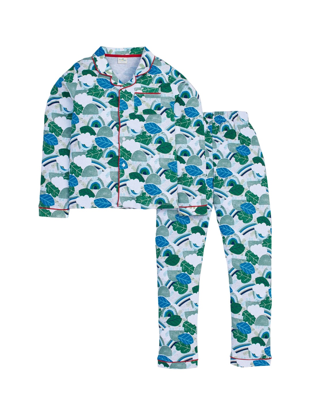 

JusCubs Boys Floral Printed Night suit, White