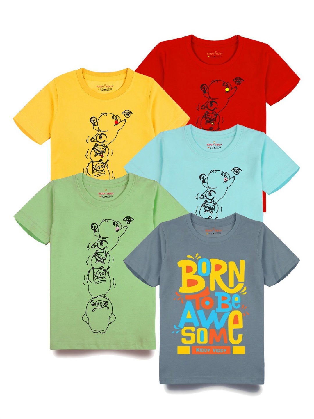 

AUSK Boys 5 Printed T-shirt, Lime green