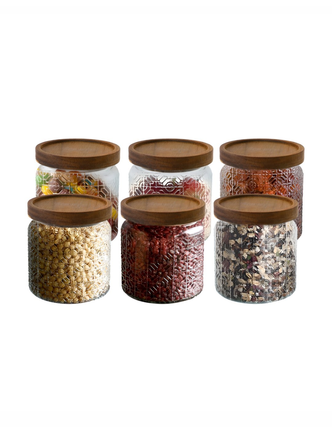 

The Better Home Transparent & Brown 6 Pieces Glass Core Container 500ml