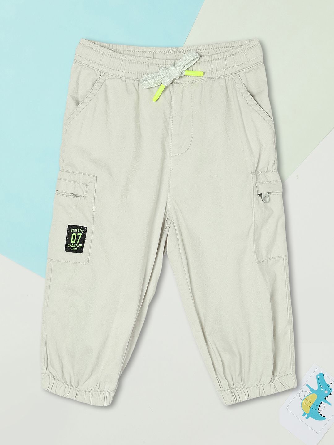 

max Boys Pure Cotton Mid Rise Joggers, Off white