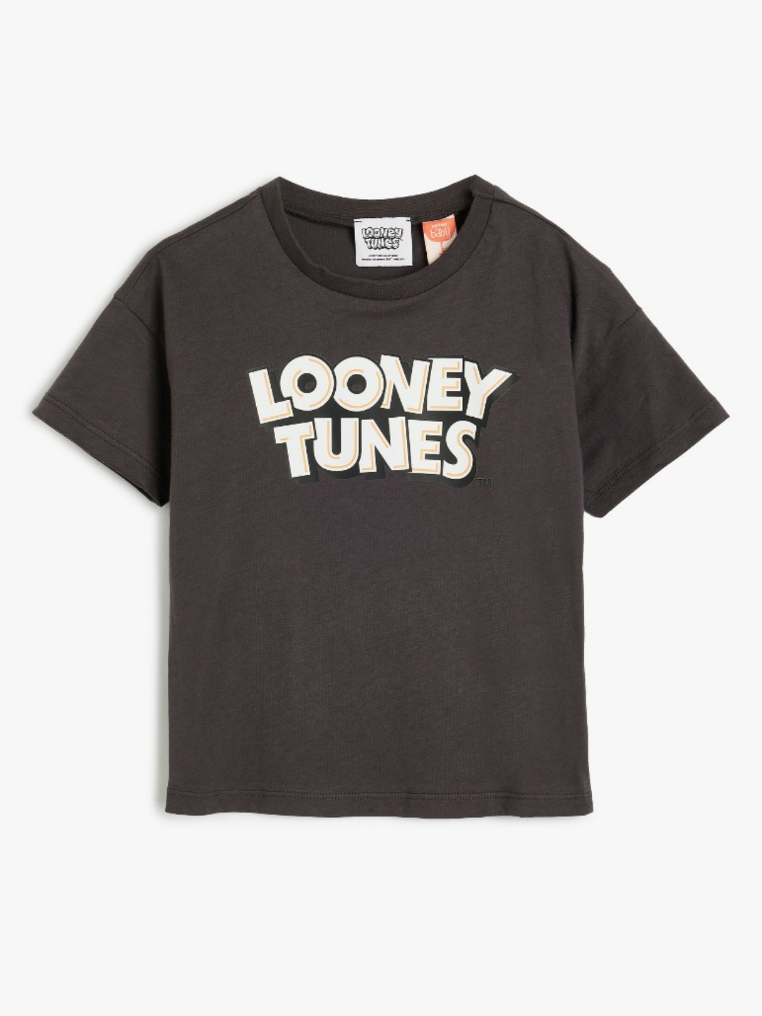

Koton Boys Looney Tunes Graphic Printed Round Neck Cotton T-shirt, Charcoal