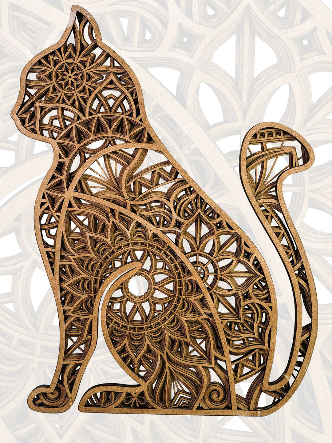

Ekhasa Brown Textured Cat Wooden 3D Laser Cut Wall Decor