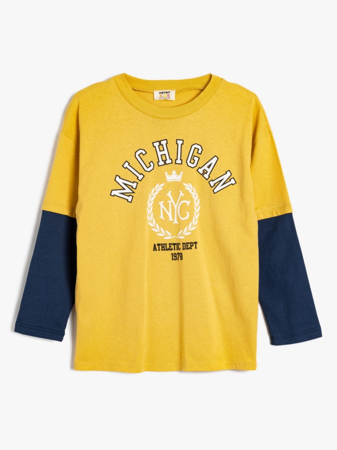 

Koton Boys Typography Printed Round Neck Cotton T-shirt, Yellow