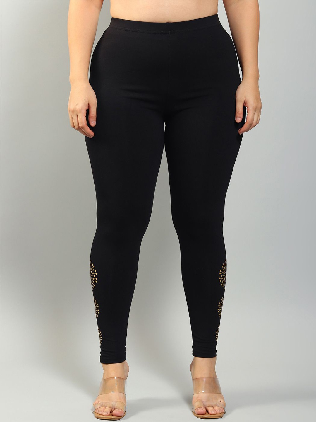 

Plus Size Women Printed Ankle-Length Leggings, Black
