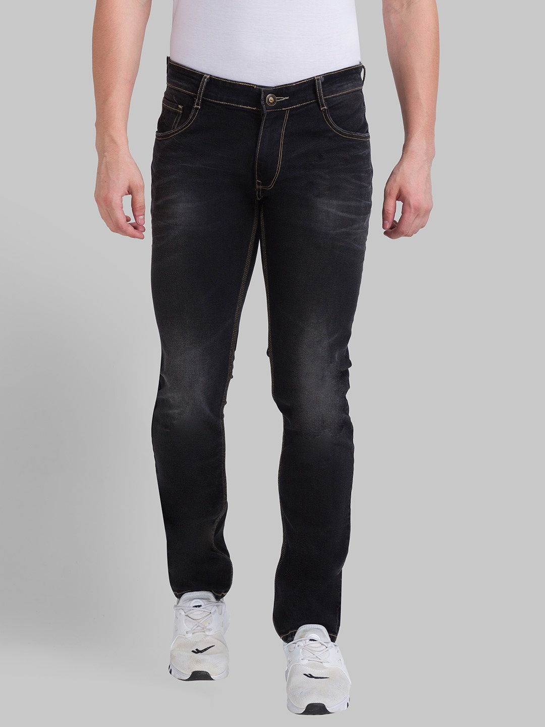 

Parx Men Slim Fit Low-Rise Light Fade Jeans, Black