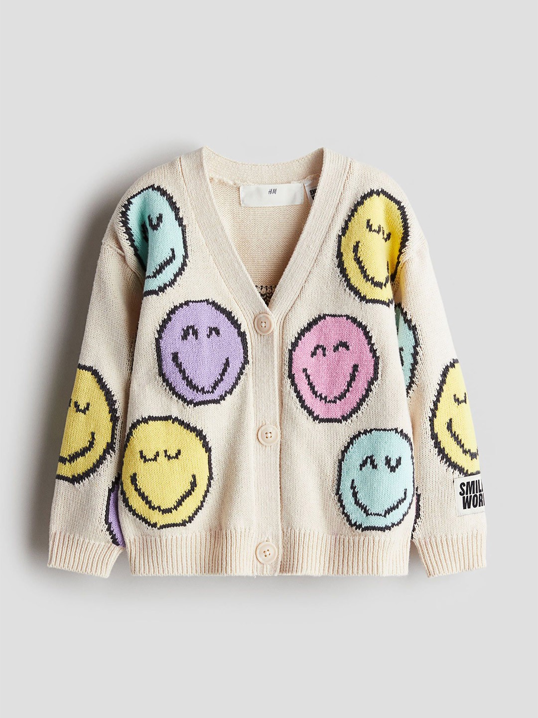 

H&M Girls Patterned Cardigan, Beige