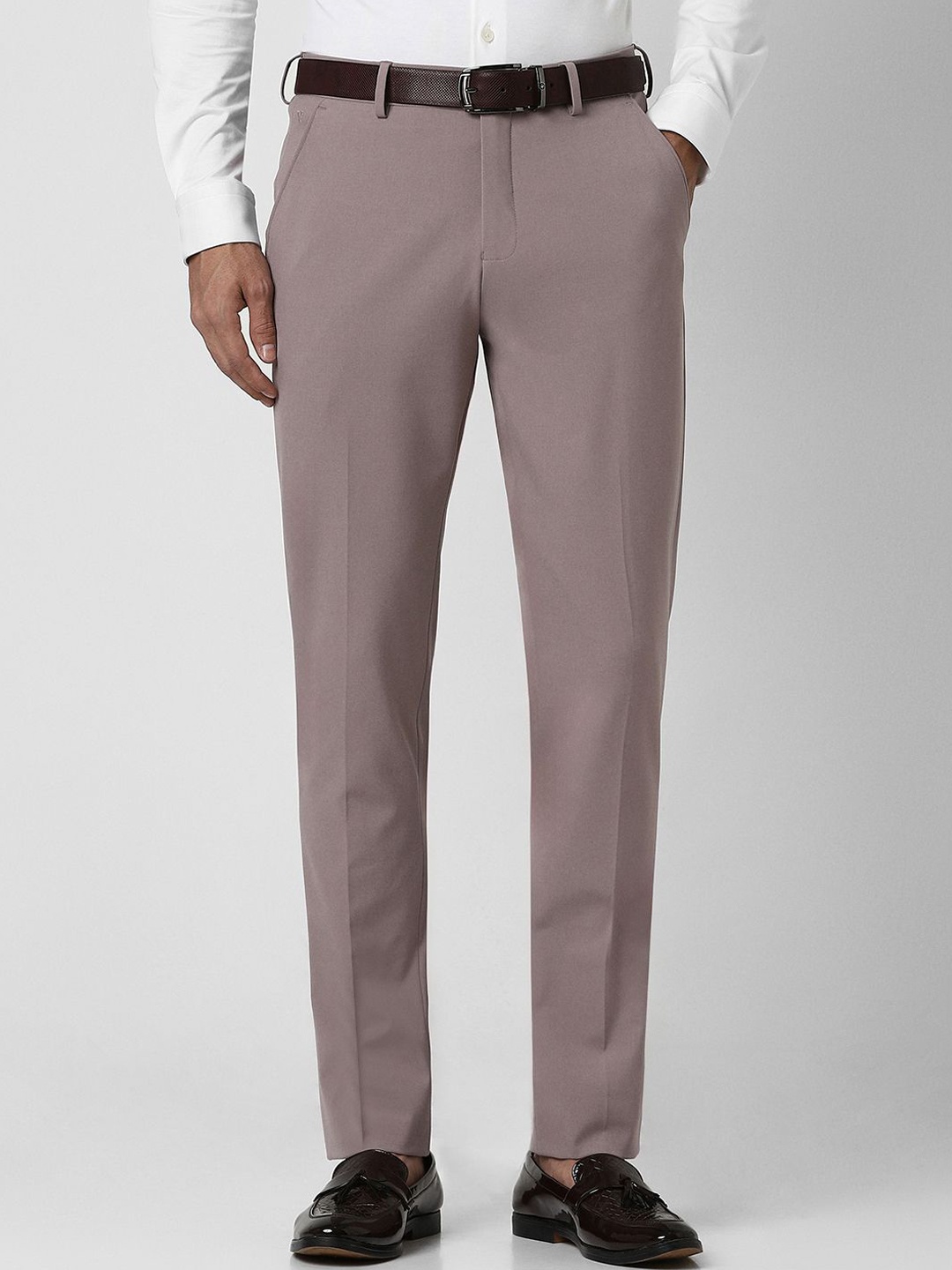

V Dot Men Slim Fit Trousers, Brown
