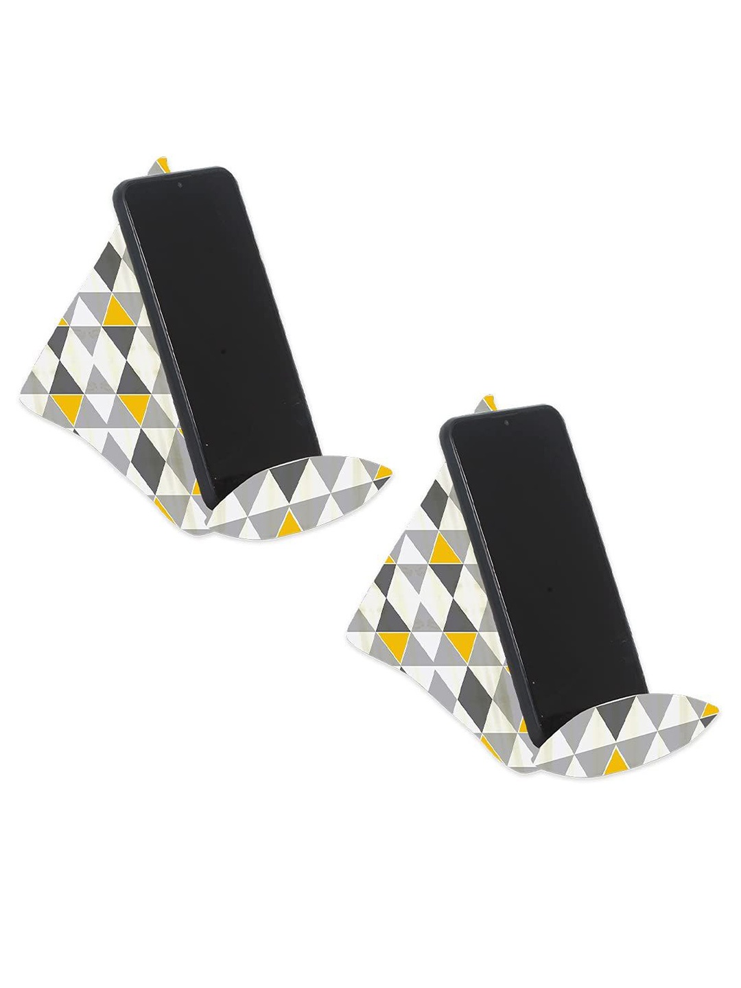 

prettykrafts Yellow & White Printed Phone Holder