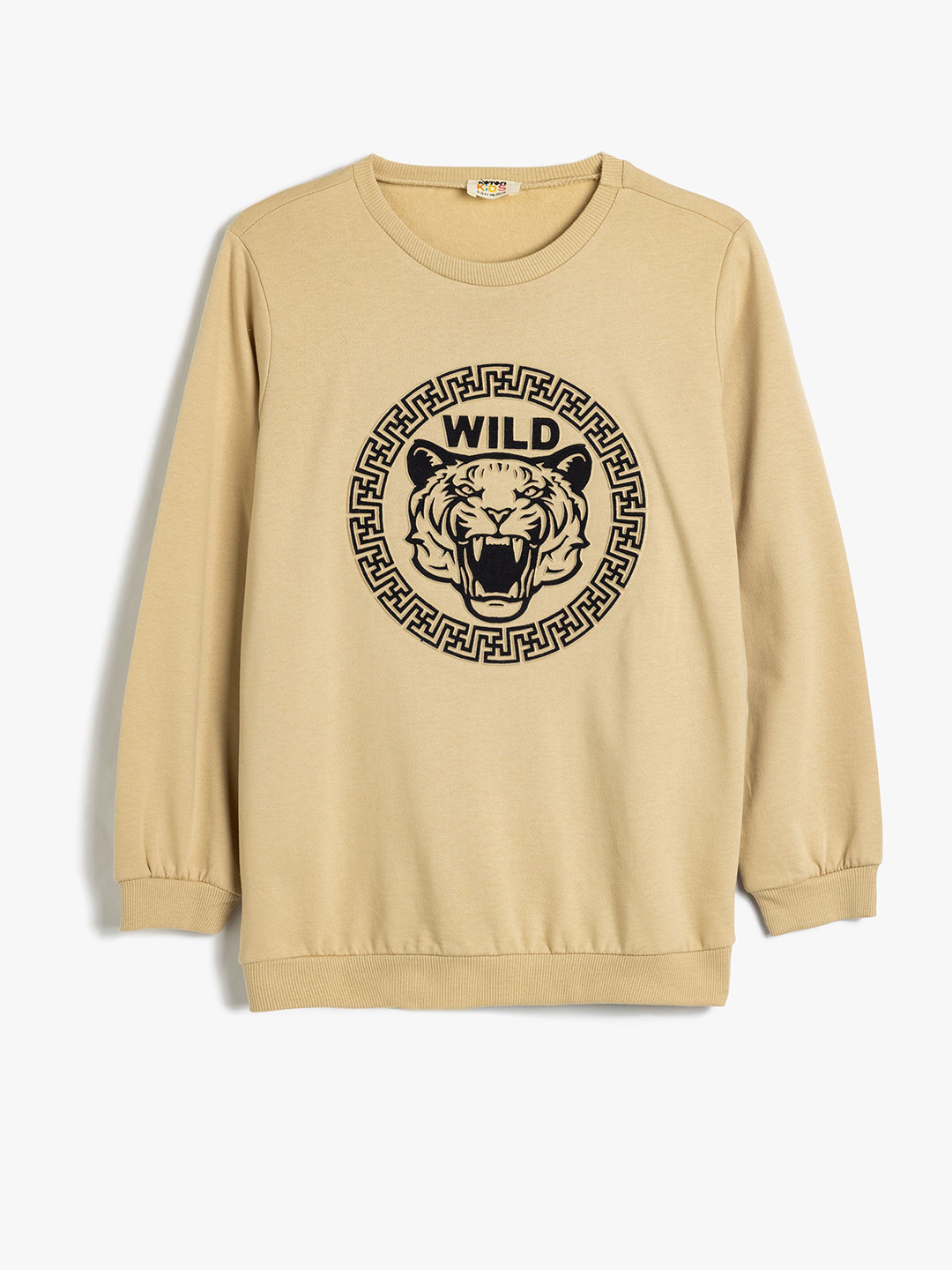 

Koton Boys Graphic Printed Round Neck Cotton Pullover Sweatshirt, Beige