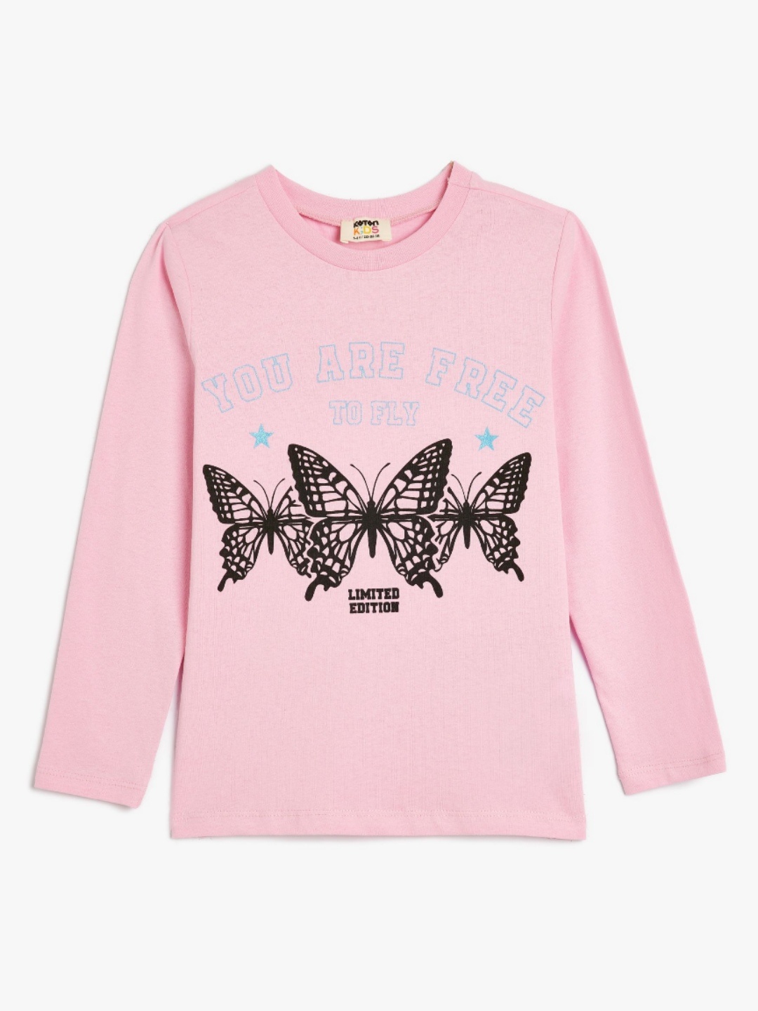 

Koton Girls Graphic Printed Round Neck Cotton T-shirt, Peach