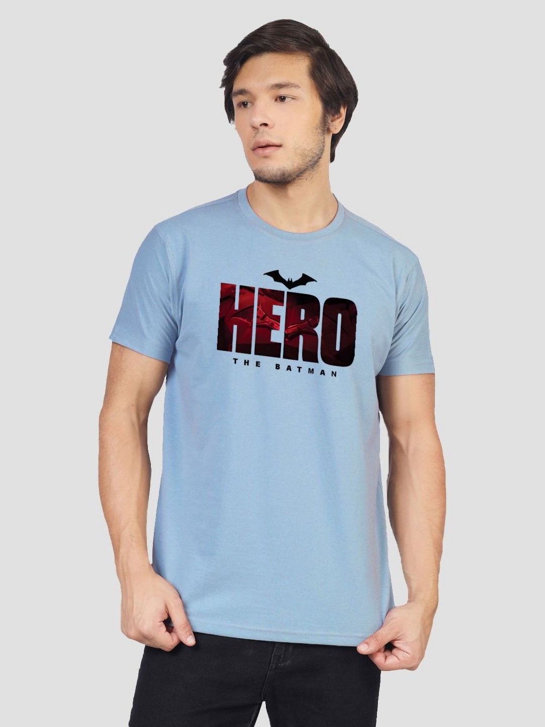 

Greylongg Men Typography Printed Round Neck Cotton T-shirt, Blue