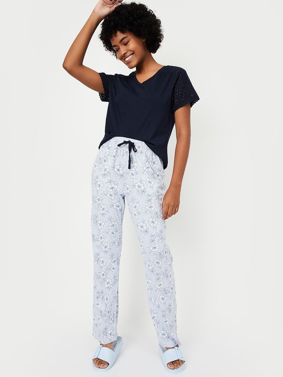 

max Women Pure Cotton Night suit, Blue