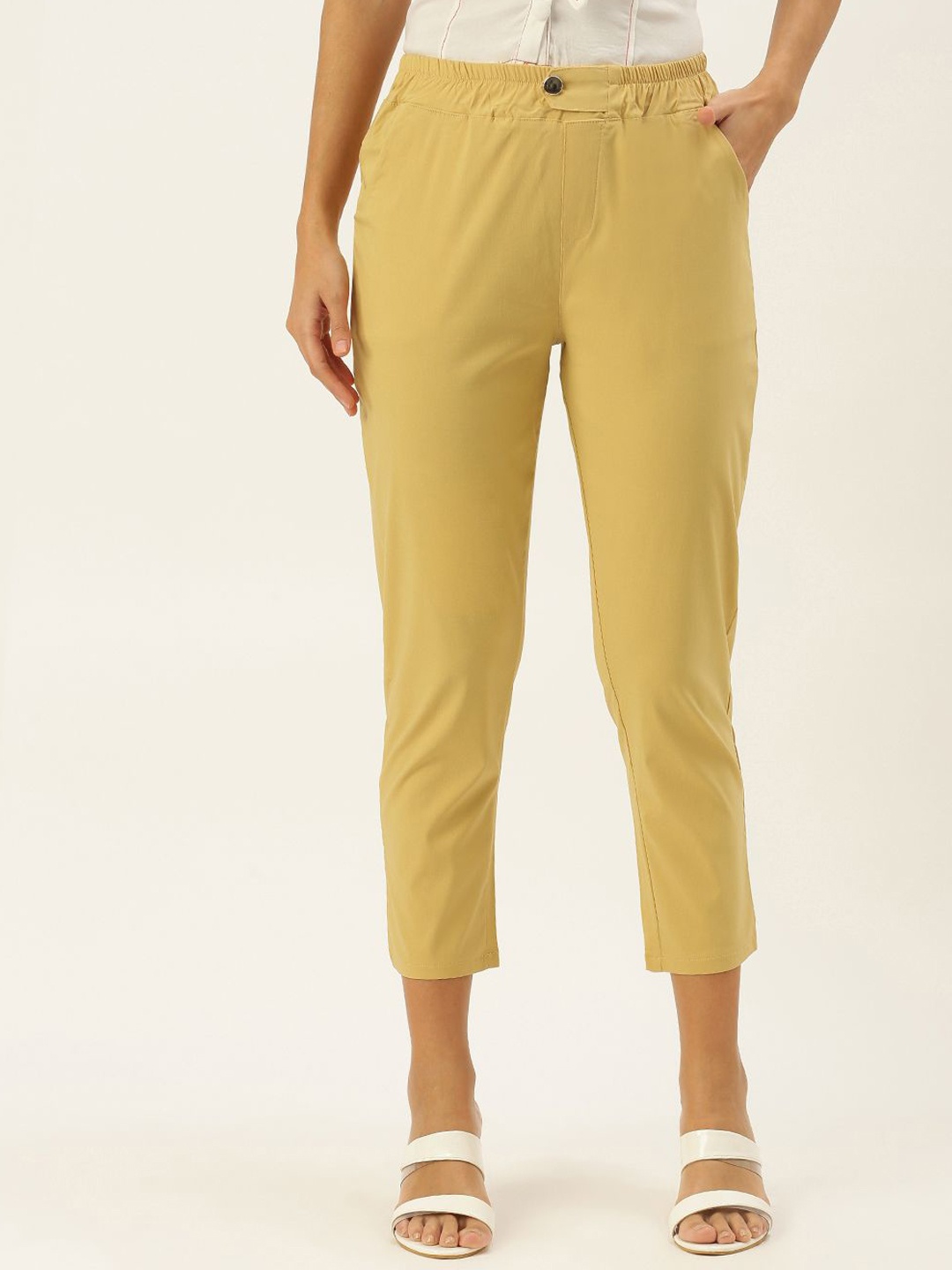 

SHECZZAR Women Super Slim Fit Trousers, Yellow