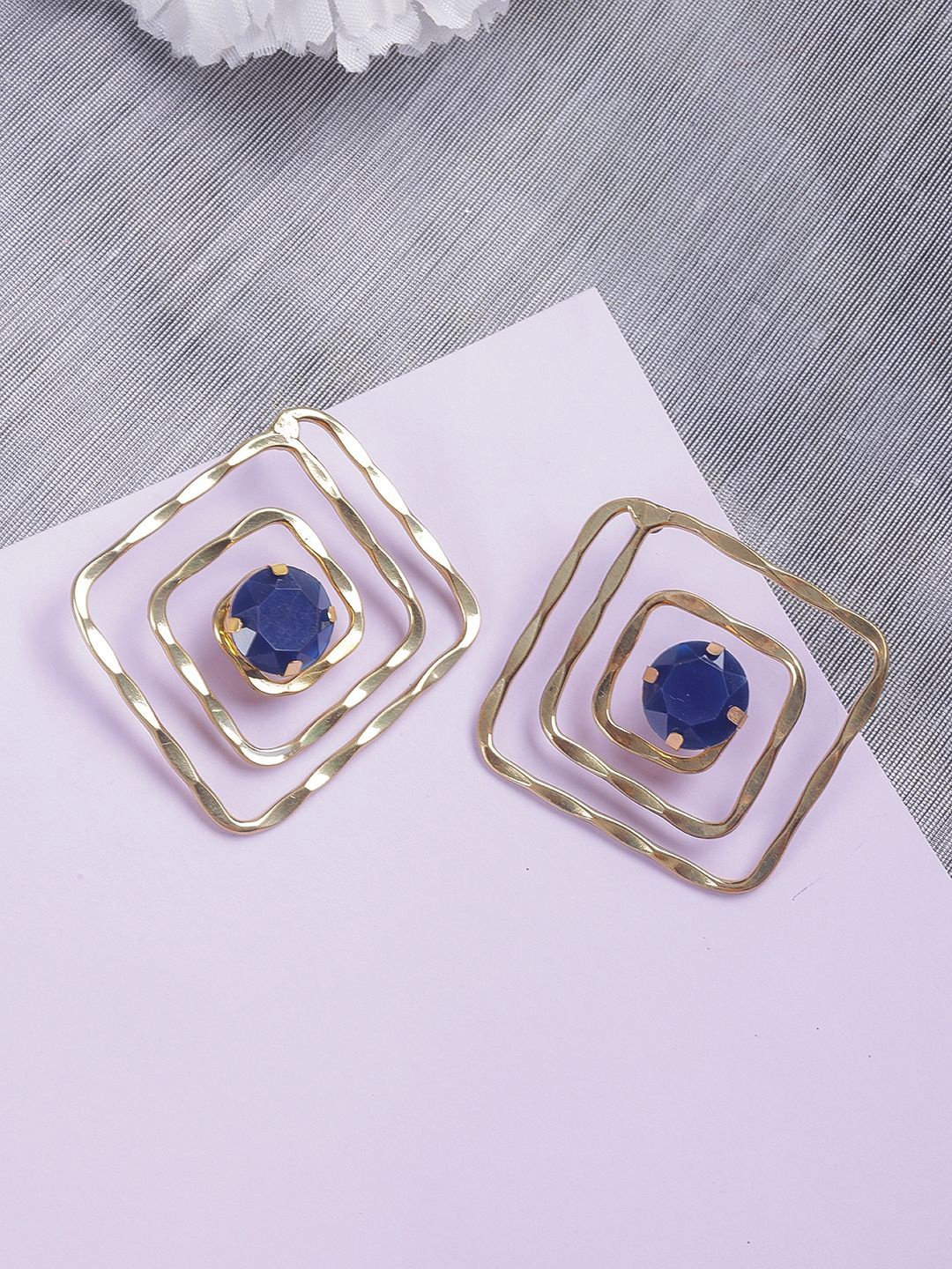 

KPOP Contemporary Drop Earrings, Navy blue