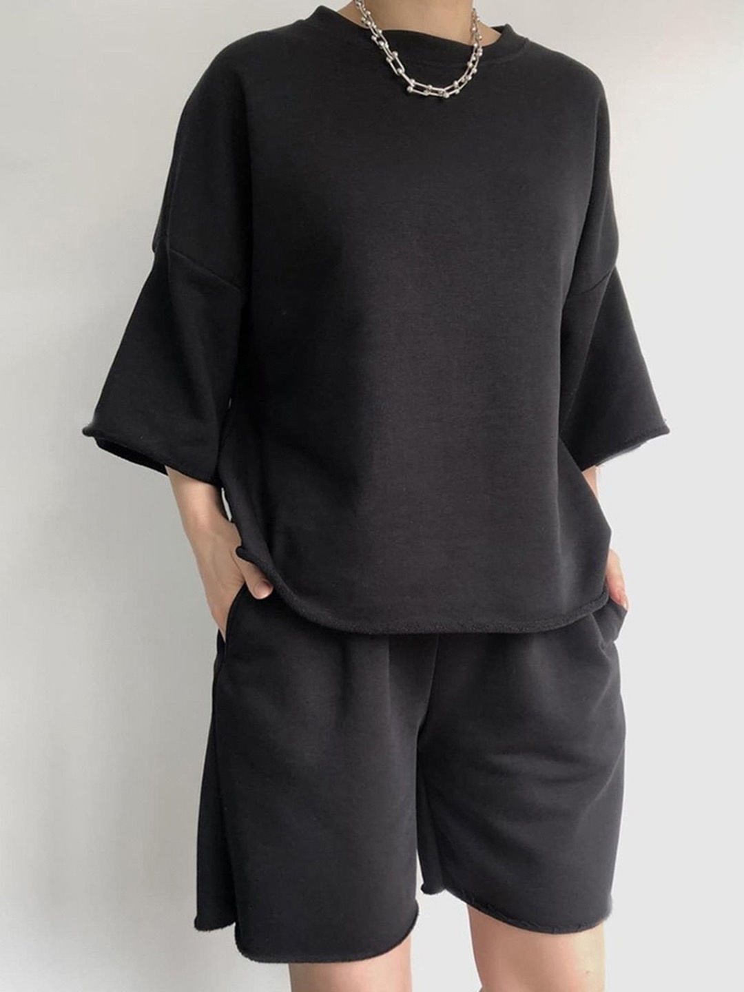 

LULU & SKY Women Round Neck Co-Ords, Black