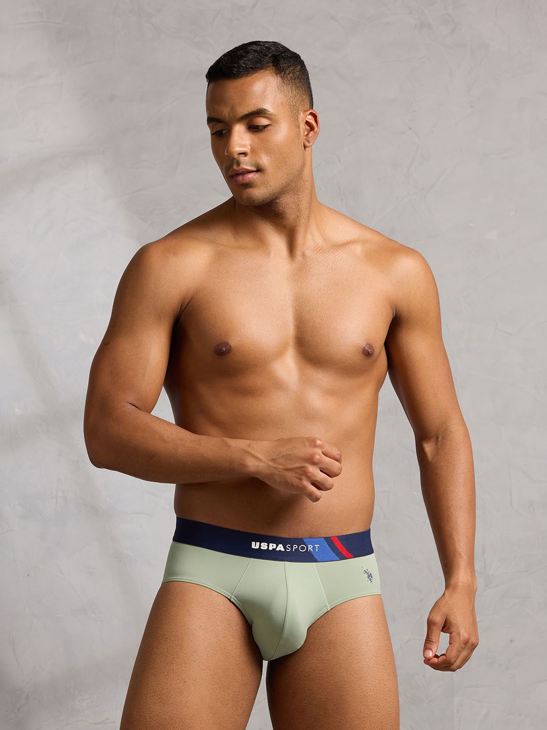 

U.S. Polo Assn. Men High Stretch Mid-Rise Basic Brief RB001-D01-PL, Green