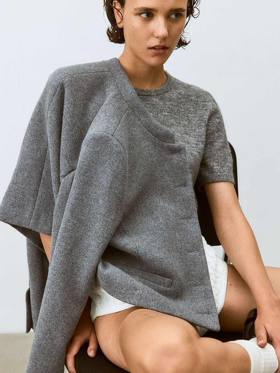 

H&M Button-Front Jackets, Grey