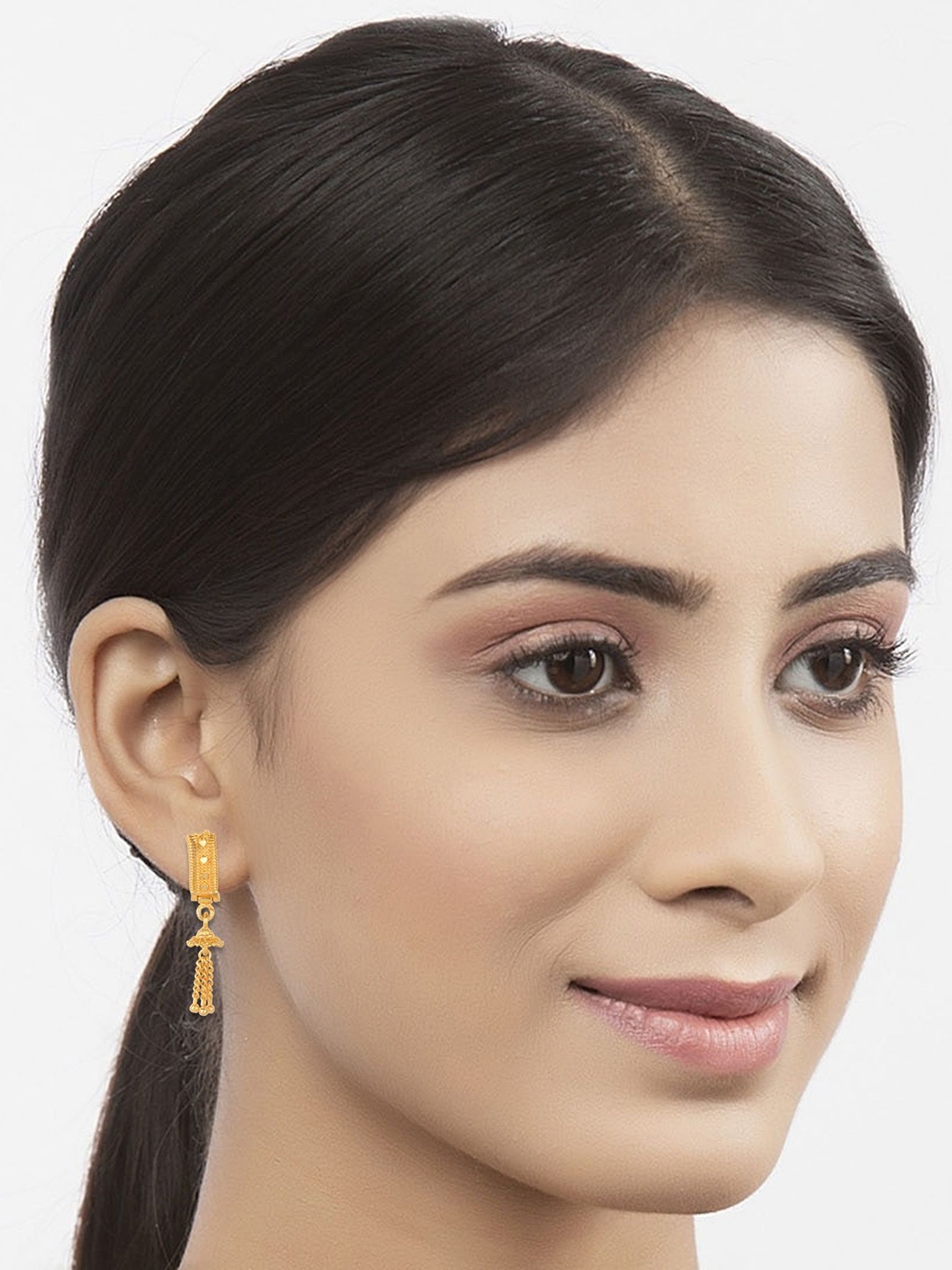 

Lila Gold Plated Antique Contemporary Jhumkas Earrings