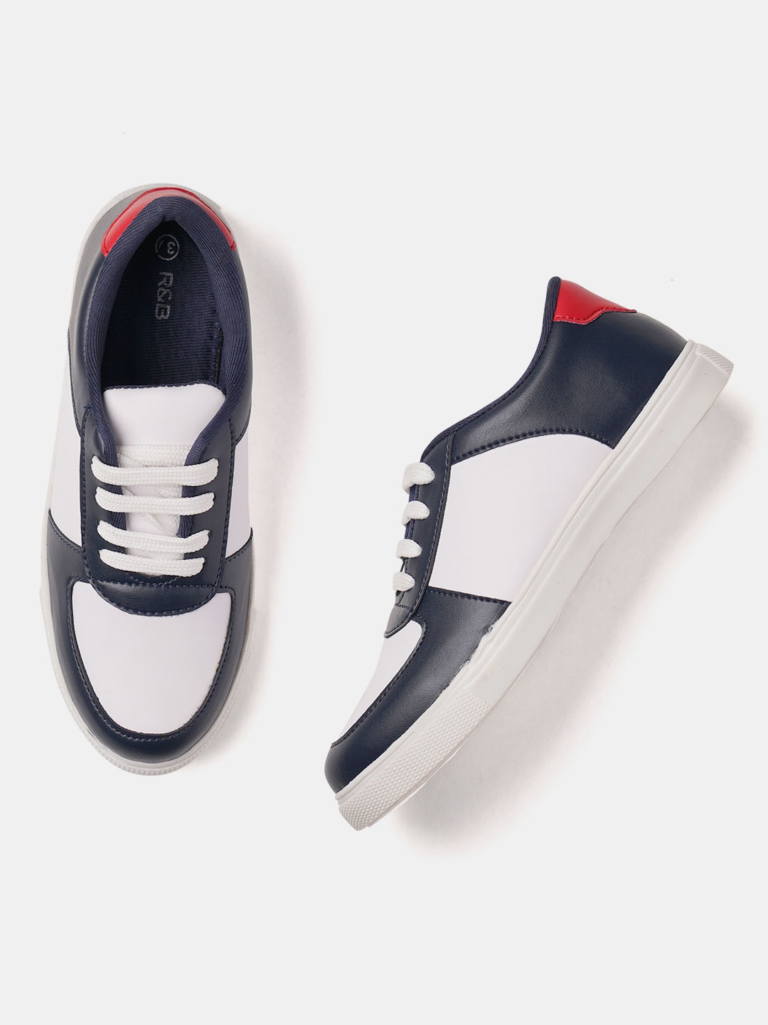 

R&B Boys Colourblocked PU Sneakers, Navy blue