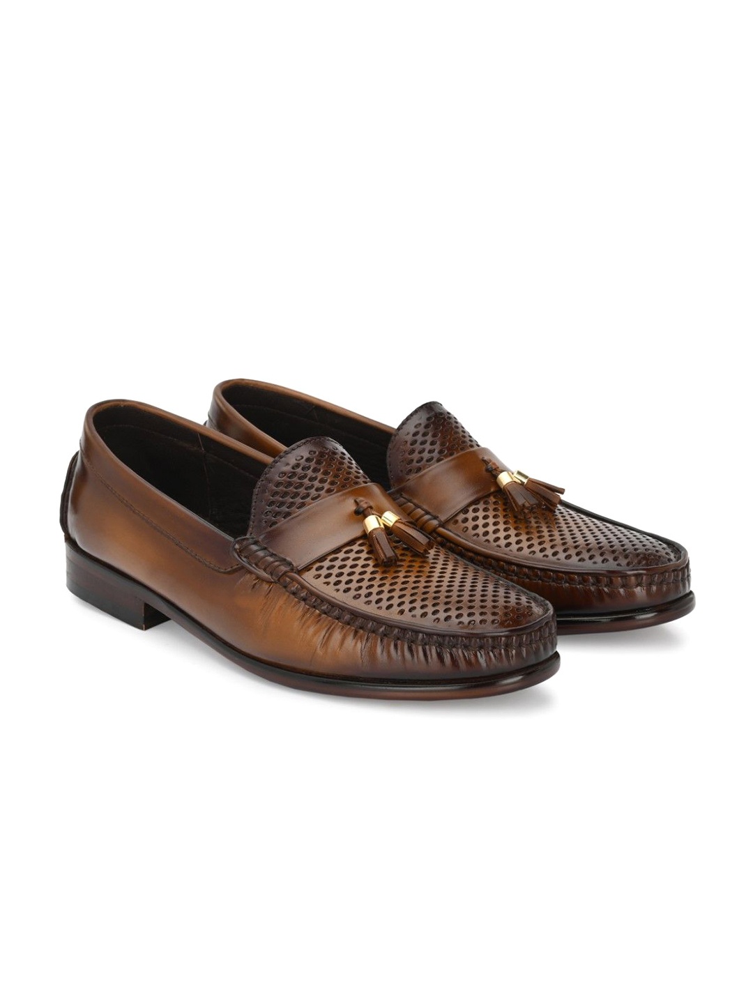 

Lafattio Men Leather Formal Loafers, Tan