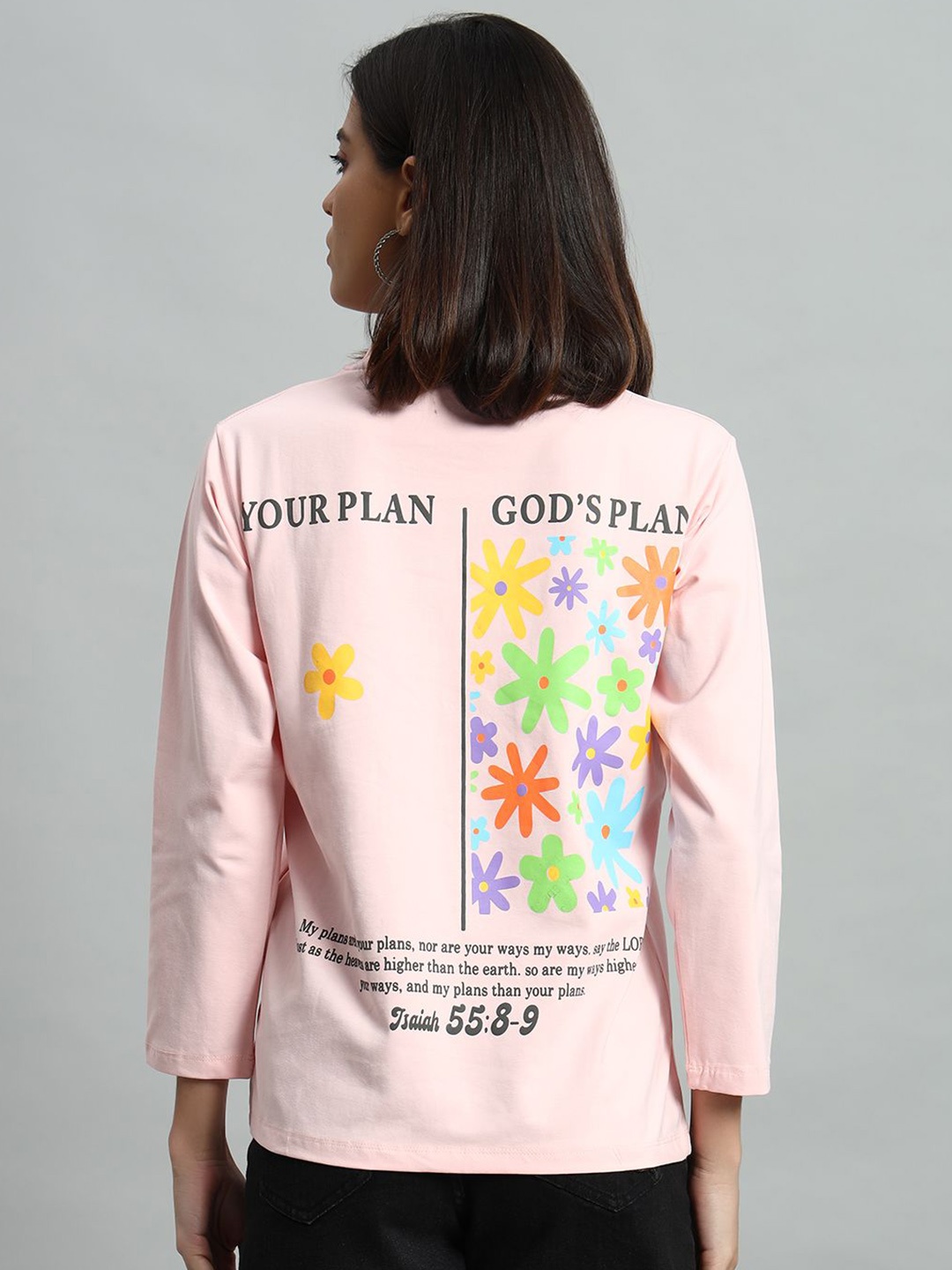 

AECK Women Typography Printed Round Neck Cotton T-shirt, Pink