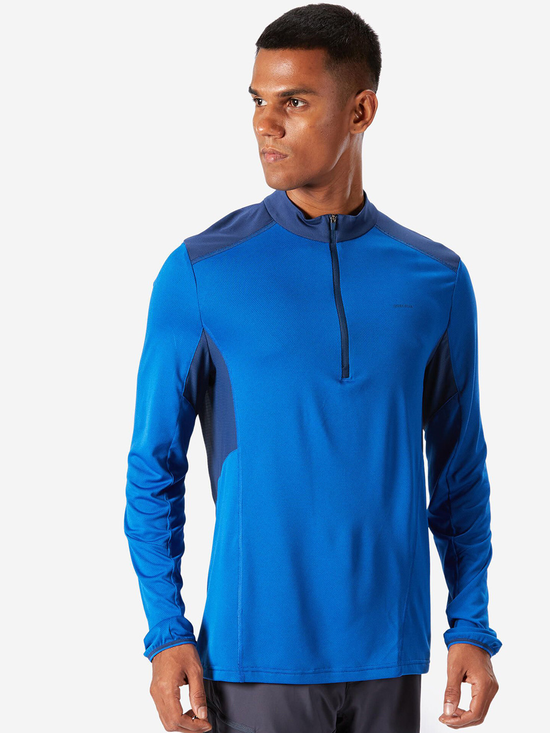 

Quechua By Decathlon Men Blue Full Sleeve Dry Fit Activewear T-Shirt
