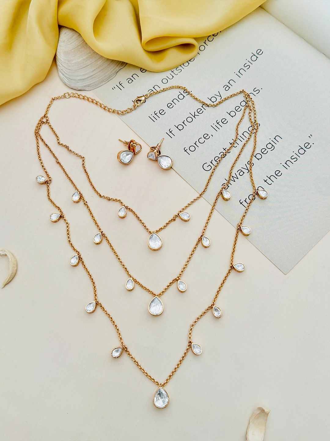 

ABDESIGNS Gold-Plated Artificial Stones Studded Jewellery Set