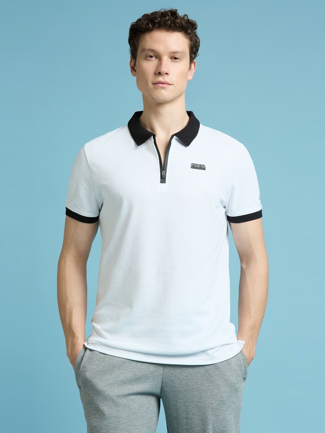 

Pepe Jeans Men Solid Polo Collar Cotton T-shirt, White