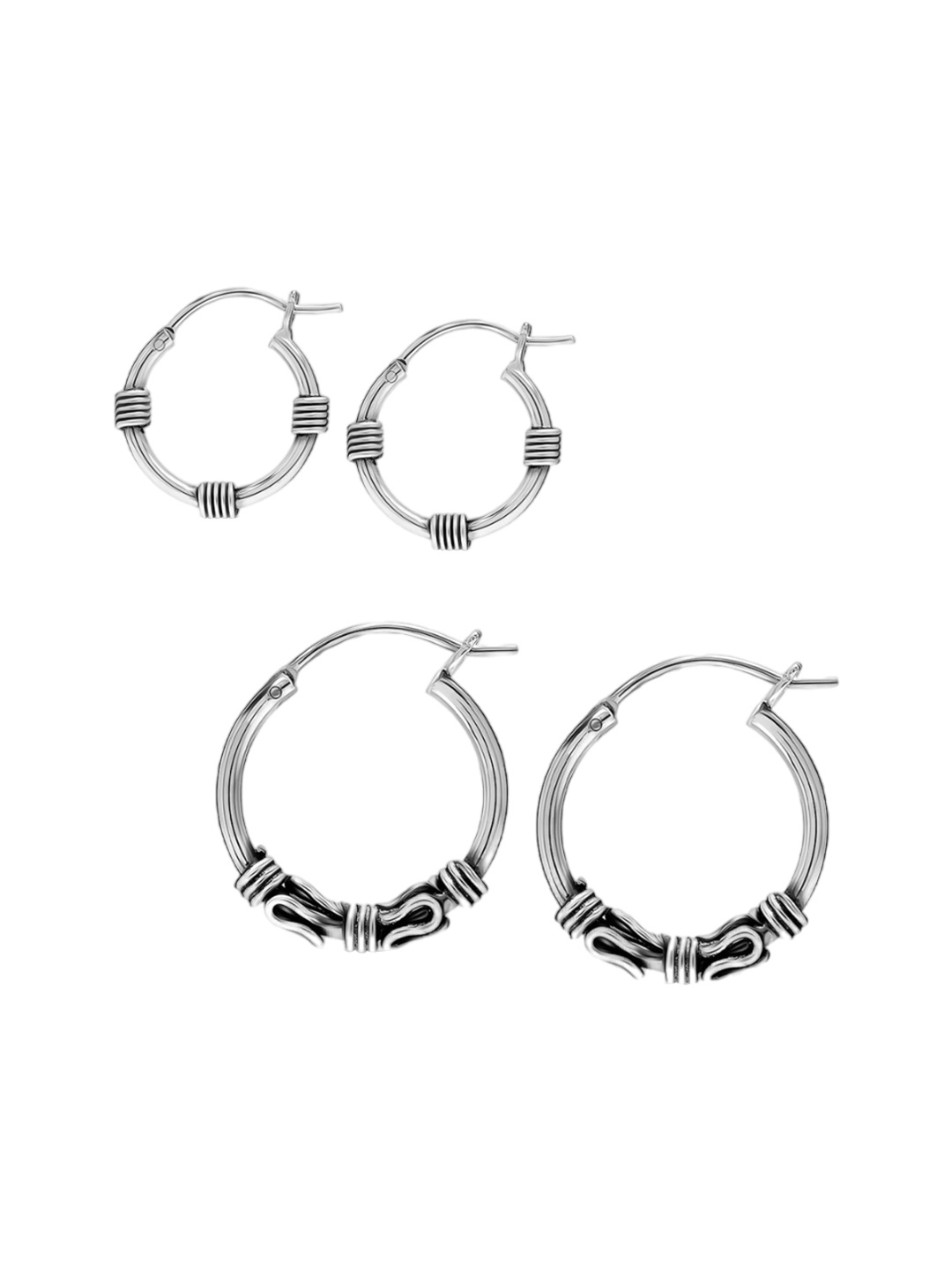

LeCalla Pack Of 4 925 Sterling Silver & Silver-Plated Contemporary Hoop Earrings