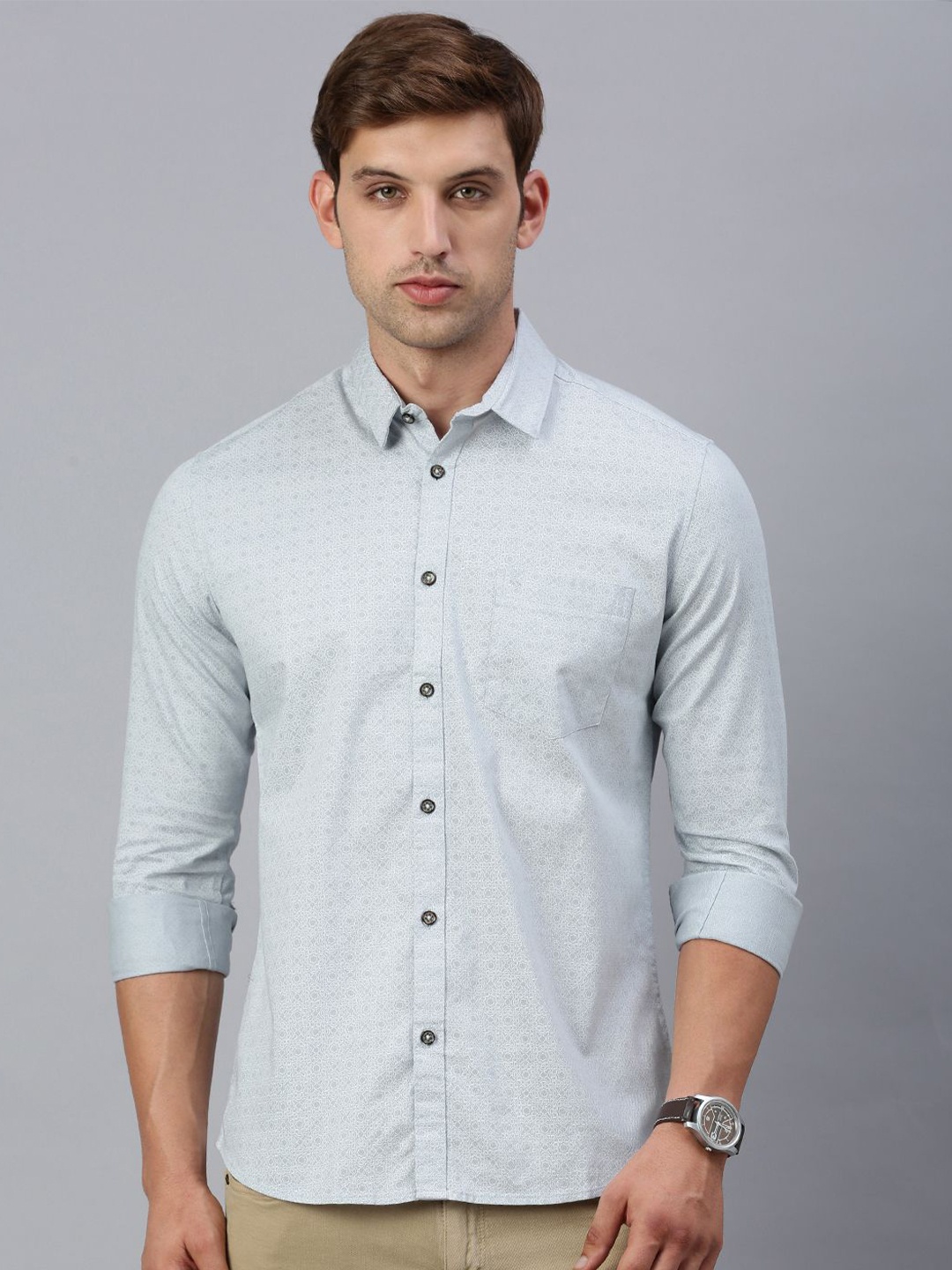 

Classic Polo Men India Slim Spread Collar Floral Printed Cotton Casual Shirt, Blue