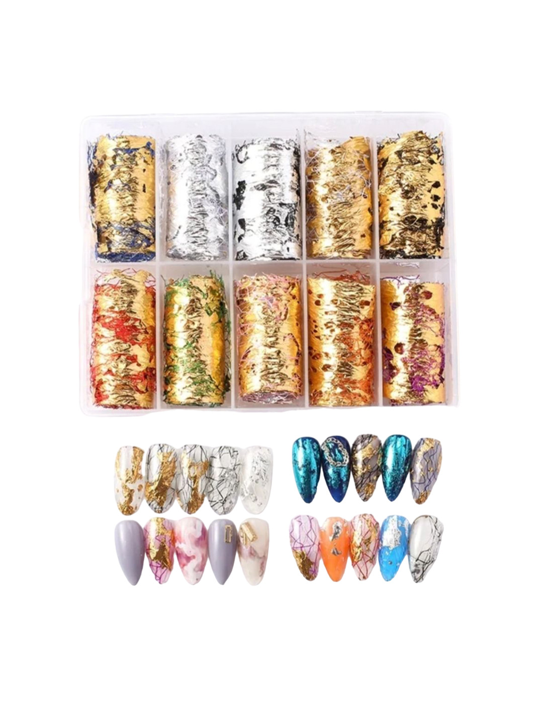 

RANORE 10 Rolls Printed Self Adhesive Transfer Nail Foil Sticker, Blue