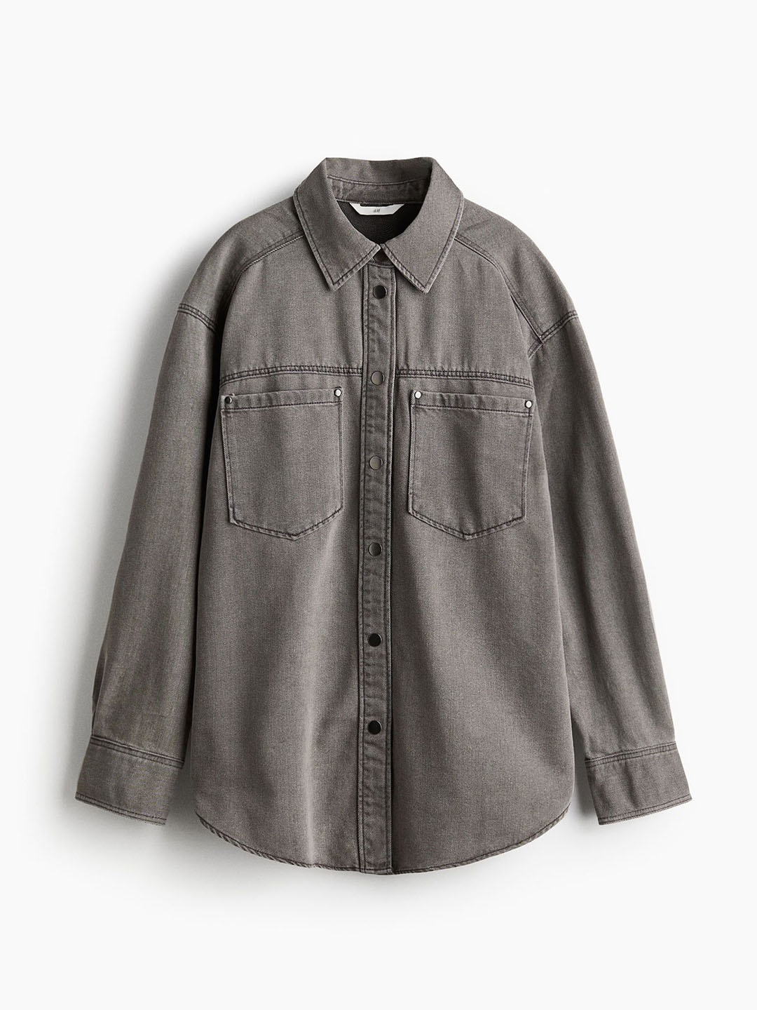 

H&M Women Loose-Fit Denim Shirts, Grey