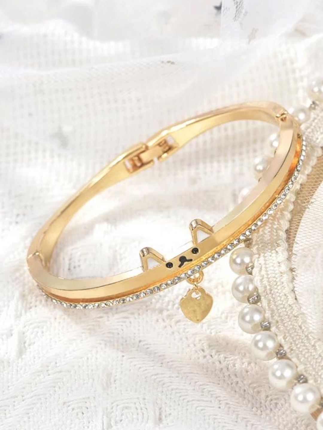 

WATCHSTAR Gold-Plated Stone Studded Bangle-Style Bracelet