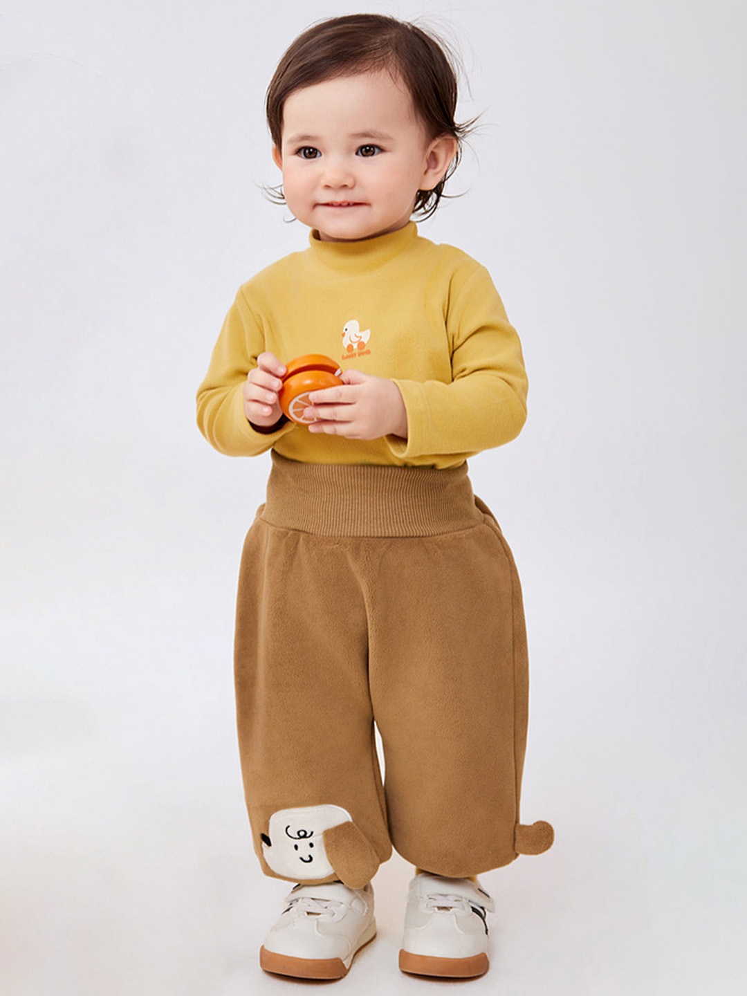 

LULU & SKY Girls Solid Loose Fit High-Rise Trousers, Brown