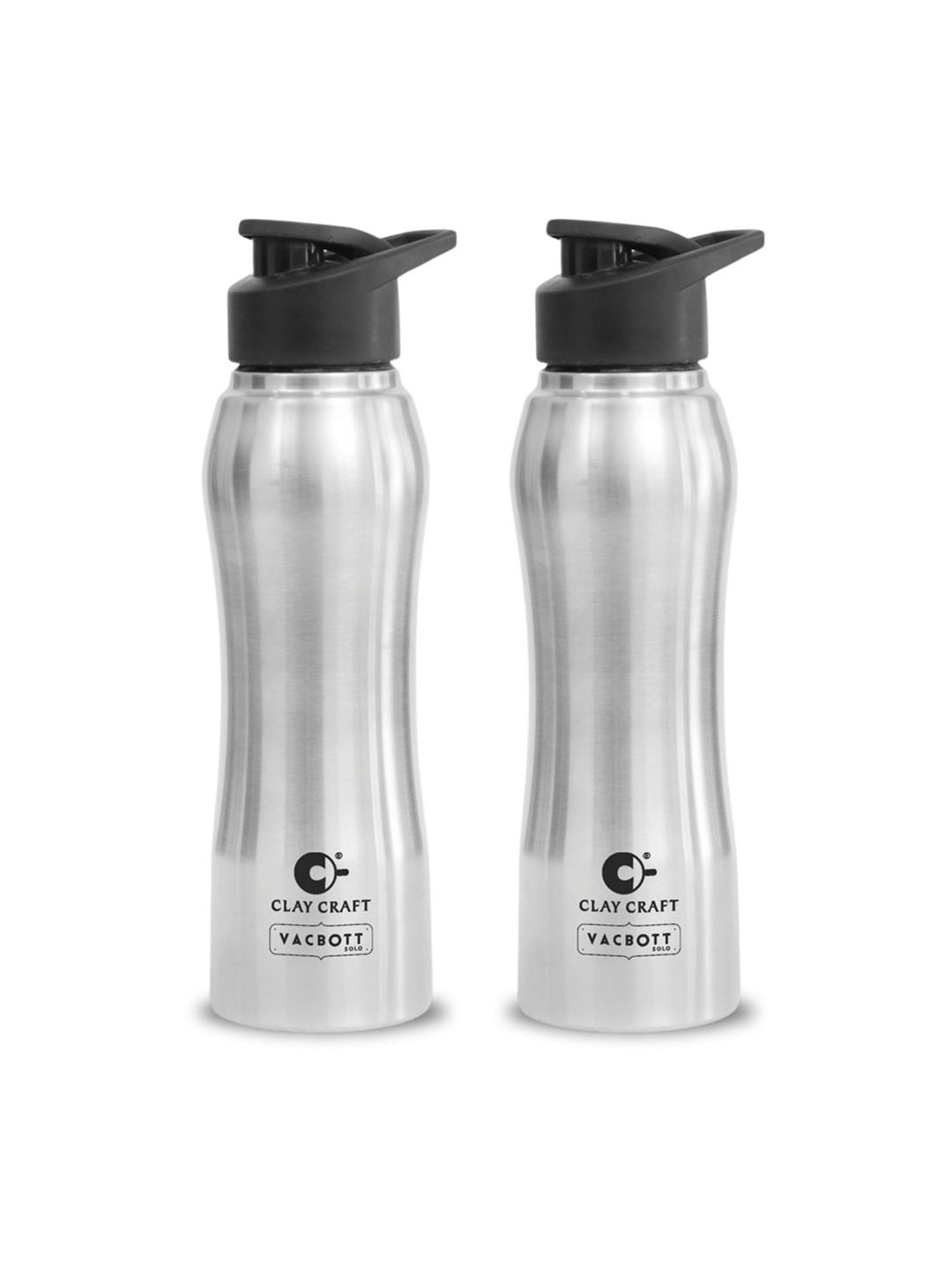 

CLAY CRAFT Vacbott Neo Silver-Toned 2 Pieces Stainless Steel Water Bottles 750 ml Each