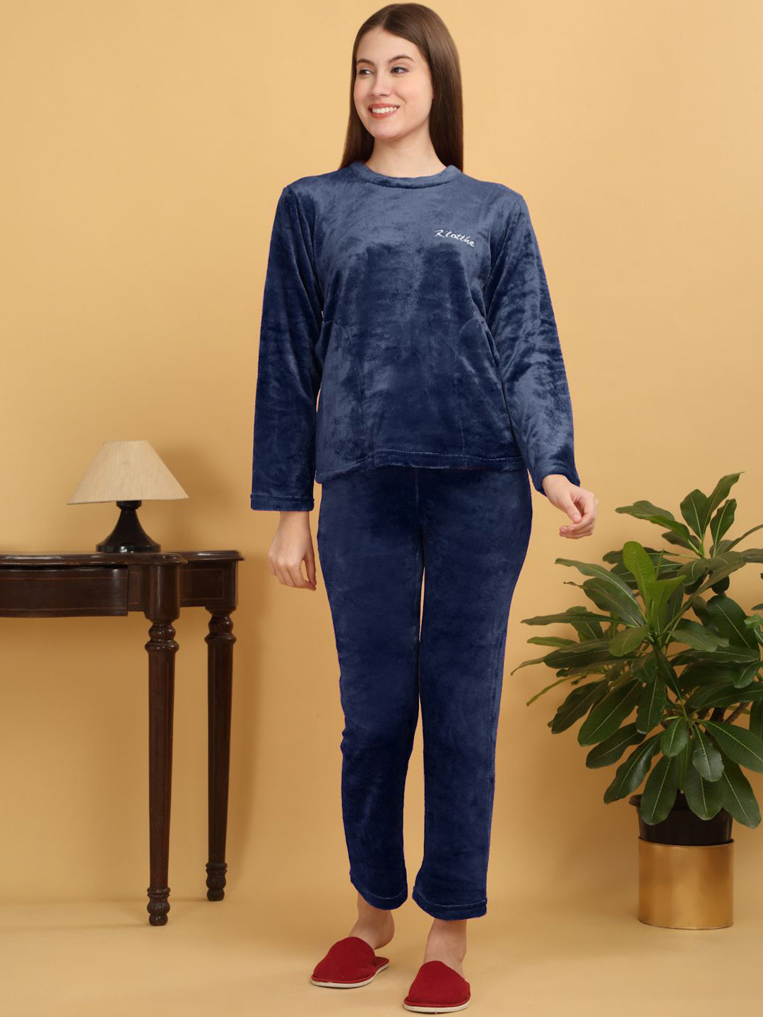 

KLOTTHE Women Solid Night suit, Blue