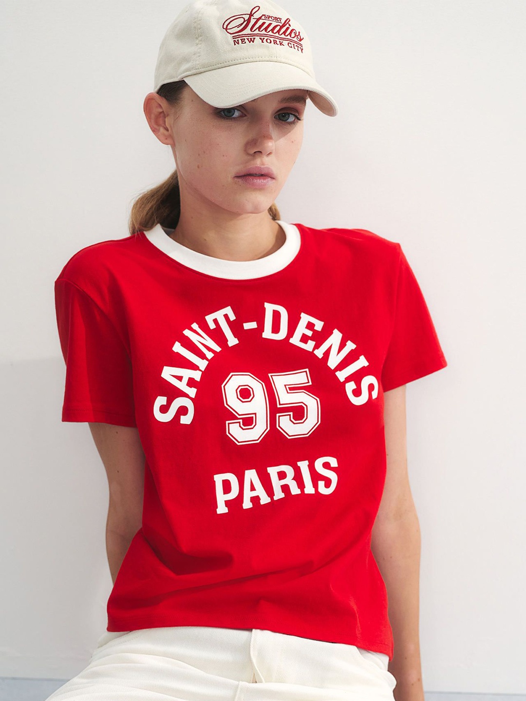 

H&M Printed Pure Cotton T-shirt, Red