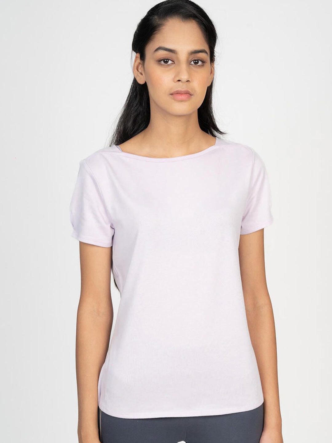 

Domyos By Decathlon Women Solid Round Neck T-shirt, Lavender