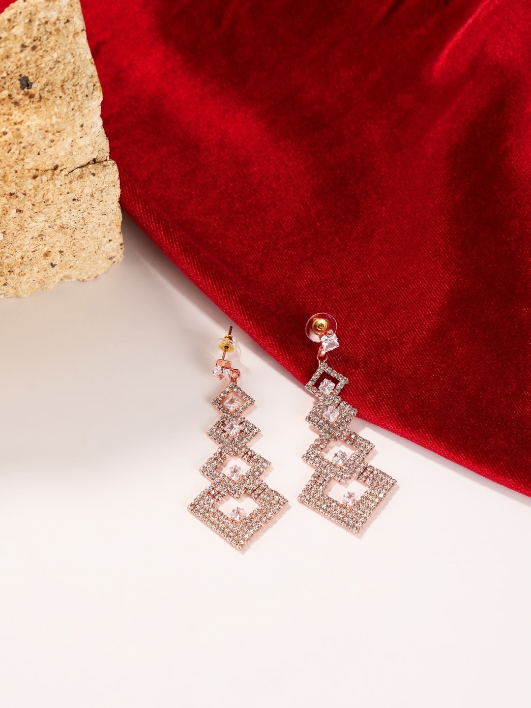 

KPOP Contemporary Drop Earrings, Rose gold