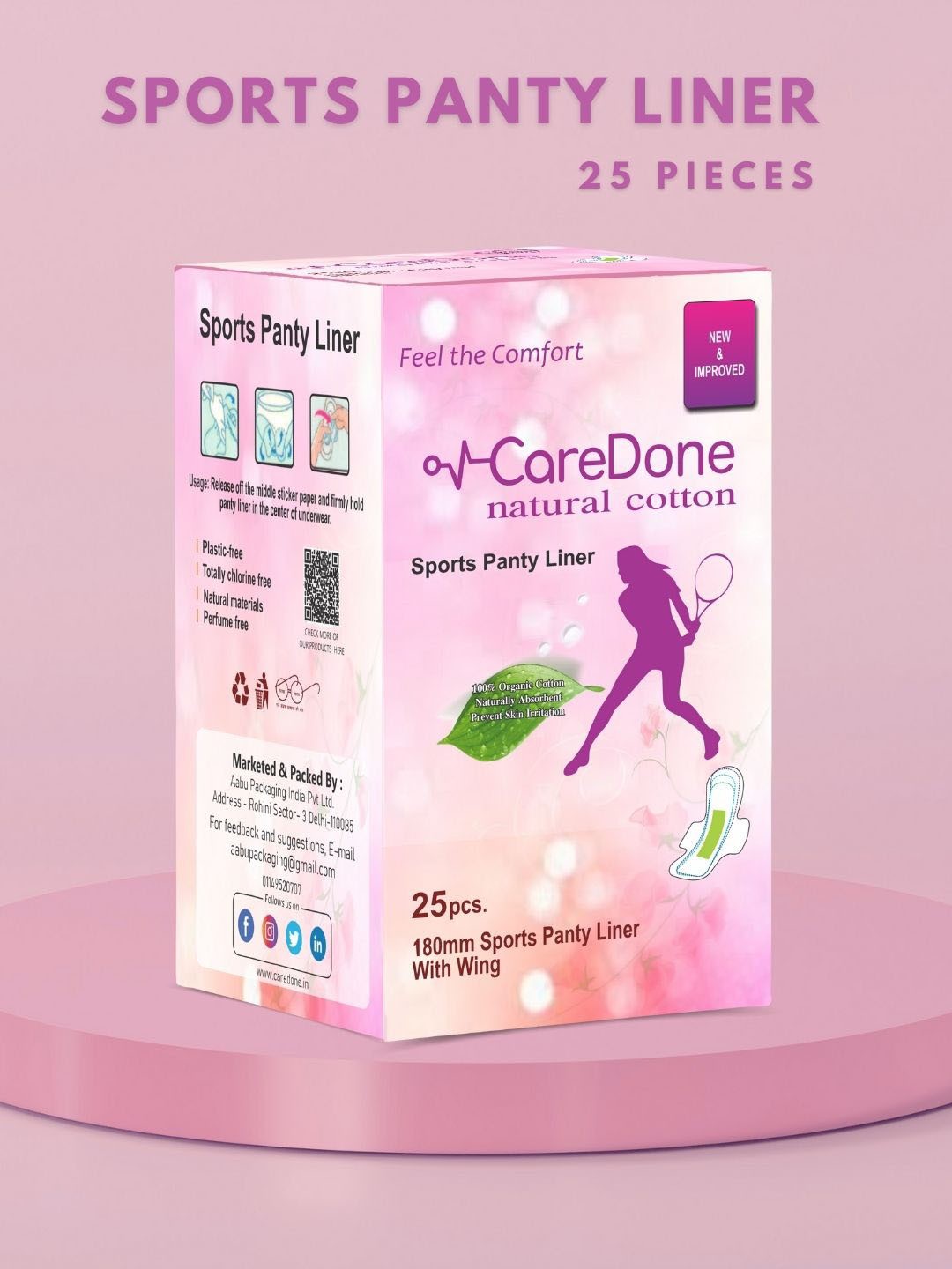 

CareDone Ultra Thin Sports Panty Liners - 25Pcs, White