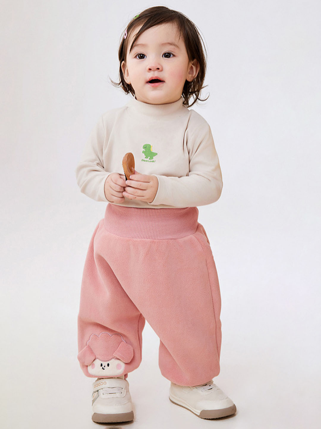 

LULU & SKY Girls Loose Fit High-Rise Trousers, Pink