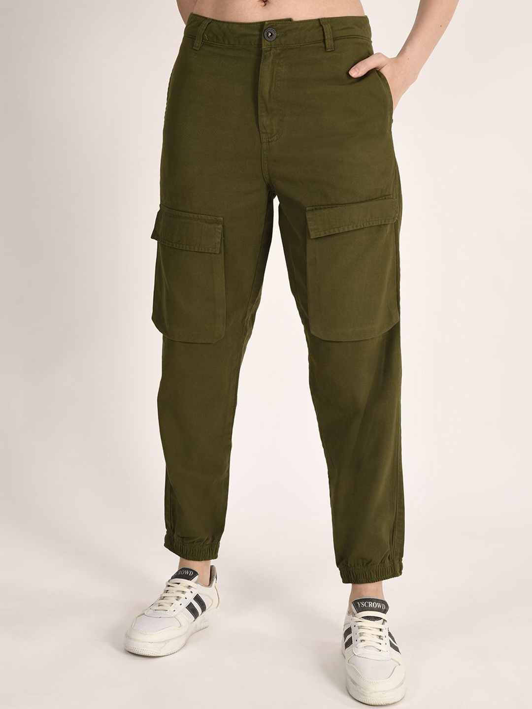 

The Roadster Lifestyle Co Mid Rise Cargo Trousers, Olive