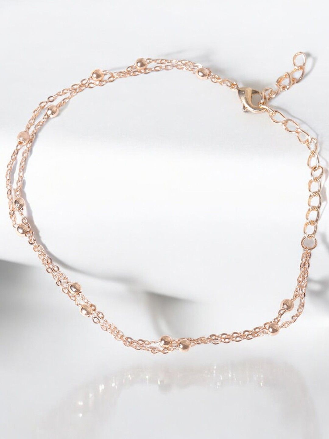 

fabula Gold-Plated Beaded Layered Single Anklet