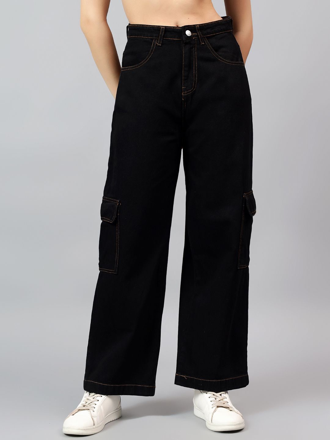 

Kotty Women Straight Fit High-Rise Stretchable Jeans, Black