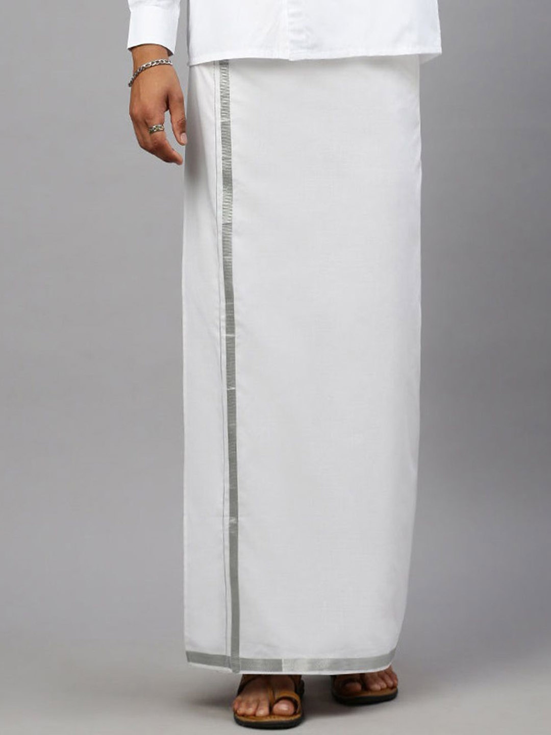 

Ramraj Men Solid Cotton Adjustable Dhoti, White