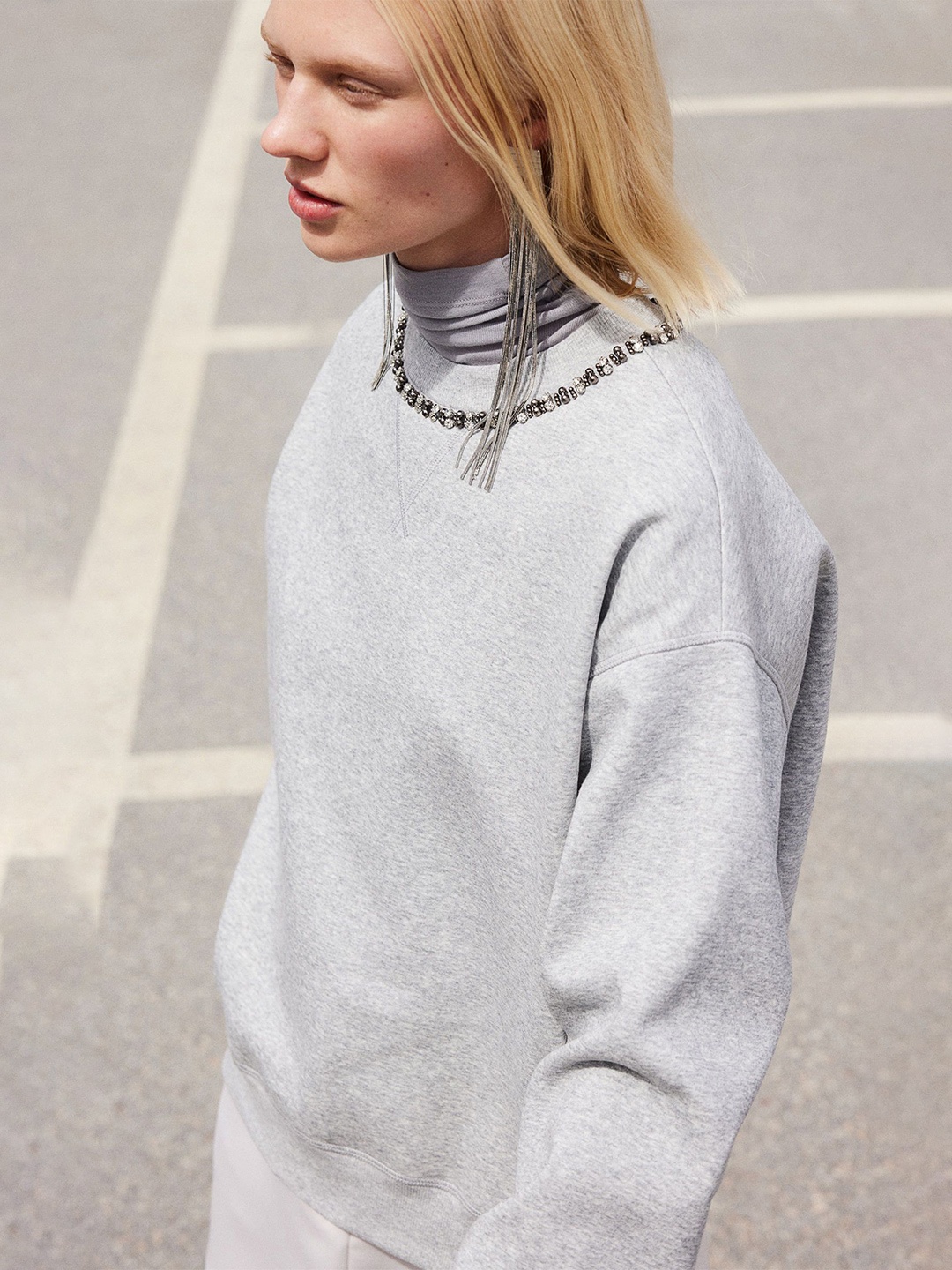 

H&M Embellished Sweatshirt, Grey