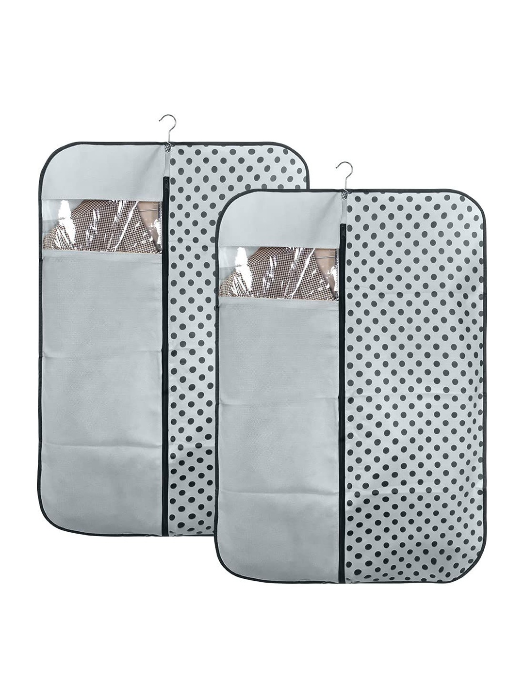 

prettykrafts Grey & Black 2 Pieces Printed Reusable Blazer Cover Organisers