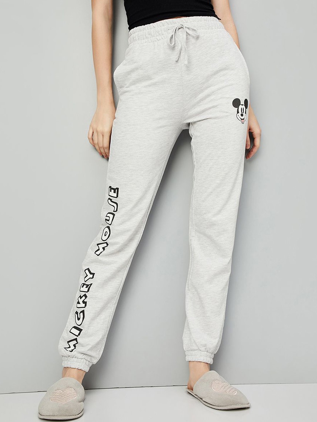 

max Women Printed Mid-Rise Cotton Joggers Lounge Pant, Grey